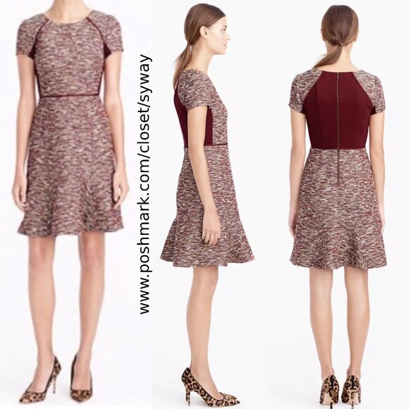 J. Crew Mixed Tweed Metallic Boucle Fit and Flare Dress - Picture 1 of 14